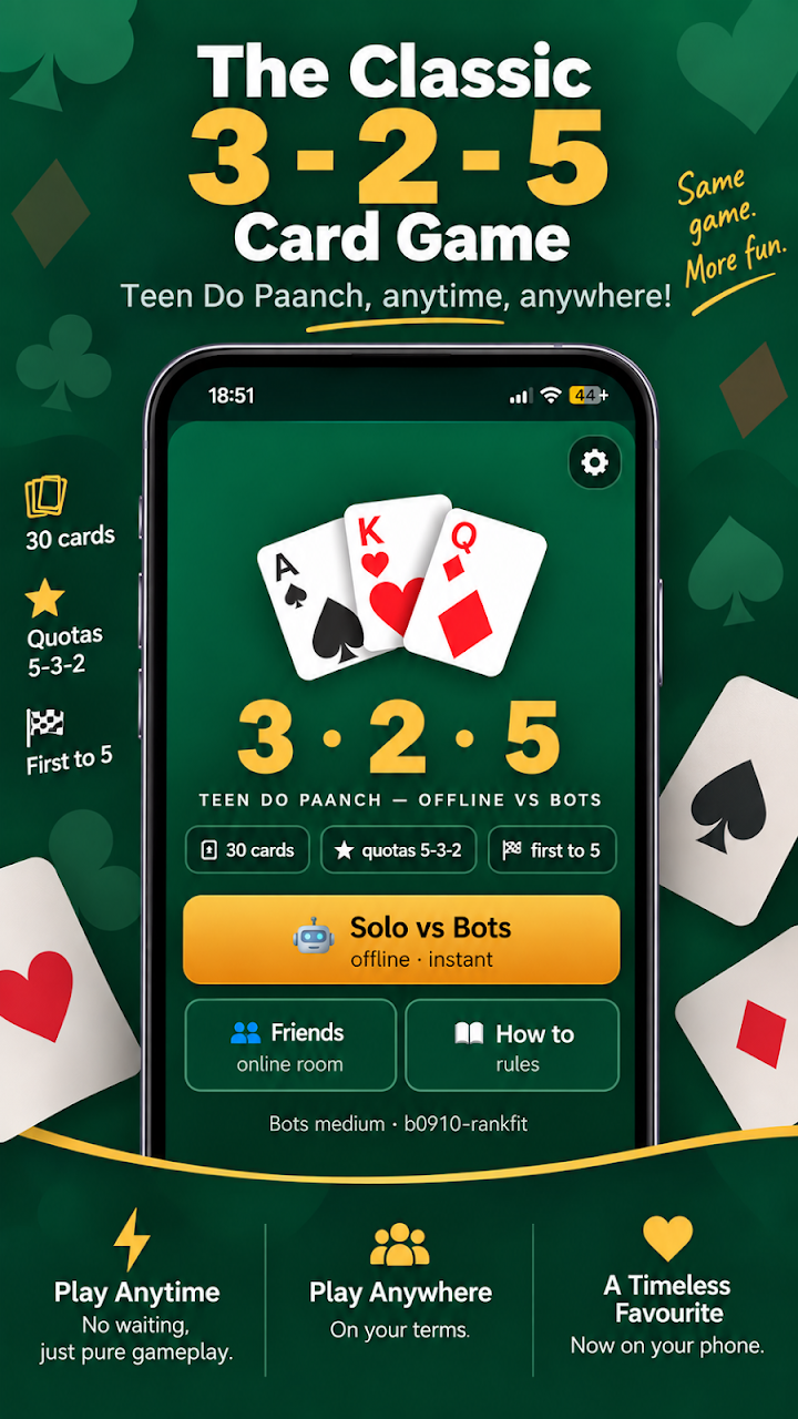 3 2 5 Card Game Teen Do Paanch screenshot